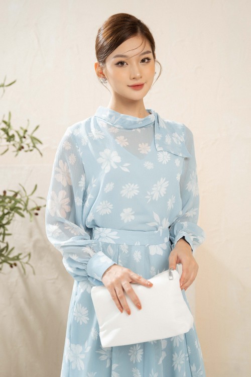 Sixdo Mint Floral Voile Shirt (Áo nữ)